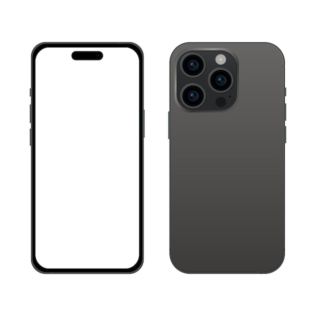 Novo modelo de smartphone TITANIUM preto 15 PRO modelo de maquete em ilustração vetorial de fundo branco