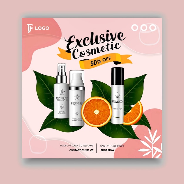 Novo produto de cuidados com a pele e beleza cosmética post design ai gerado nas redes sociais