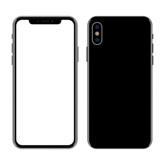 Novo smartphone frente e verso isolado