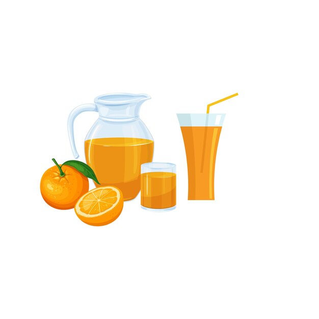 Vetor novo suco de laranja em uma jarra de 2024