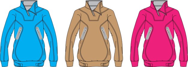 Vetor nrc smock para moda esboço plano desenho técnico modelo de ilustração vetorial