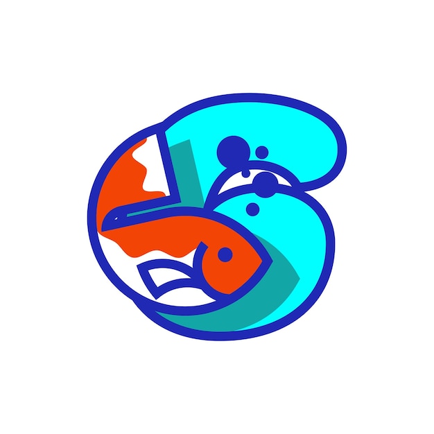 Numérico 6 peixe logotipo