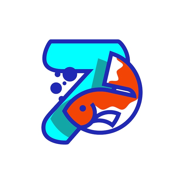 Numérico 7 peixe logotipo
