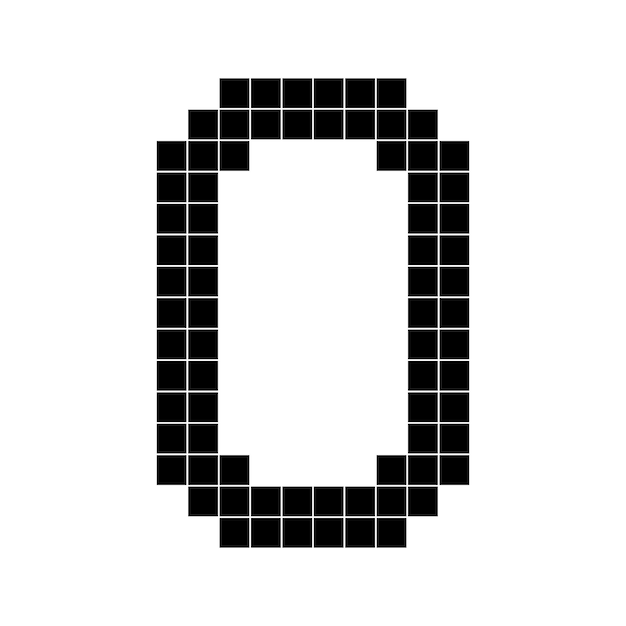 Número 0 zero cubo 3d em forma de pixel minecraft 8 bits