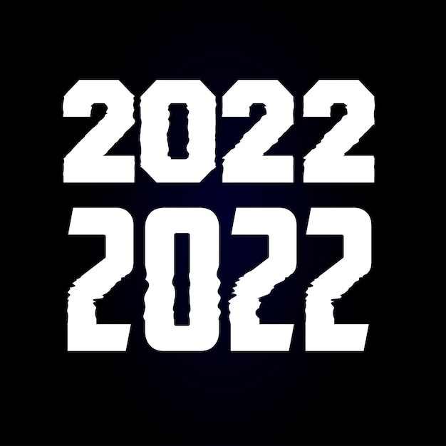 Número 2022 definido em design moderno com falhas