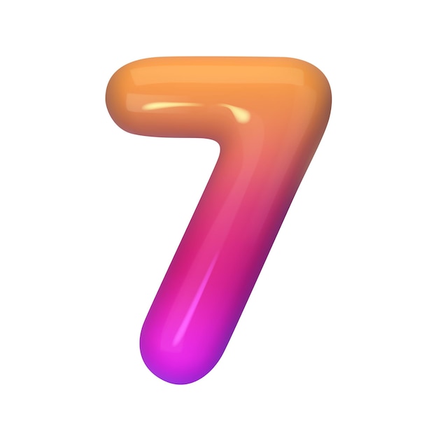 Número 3D elegante 7 com gradiente vermelho e roxo Moderno, vibrante e abstrato Perfeito para design gráfico de arte digital e projetos criativos Ilustração vetorial