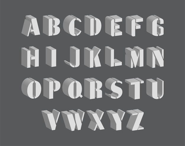 Número ABC 3D do caractere inglês