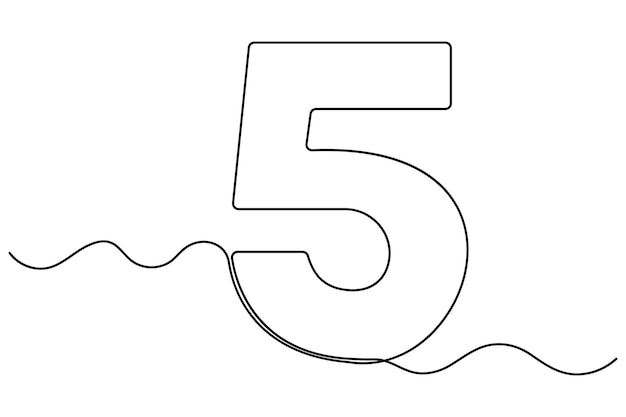 Número cinco desenho contínuo de uma linha do número 5 editável desenho de uma linha número 5 ícone vetor