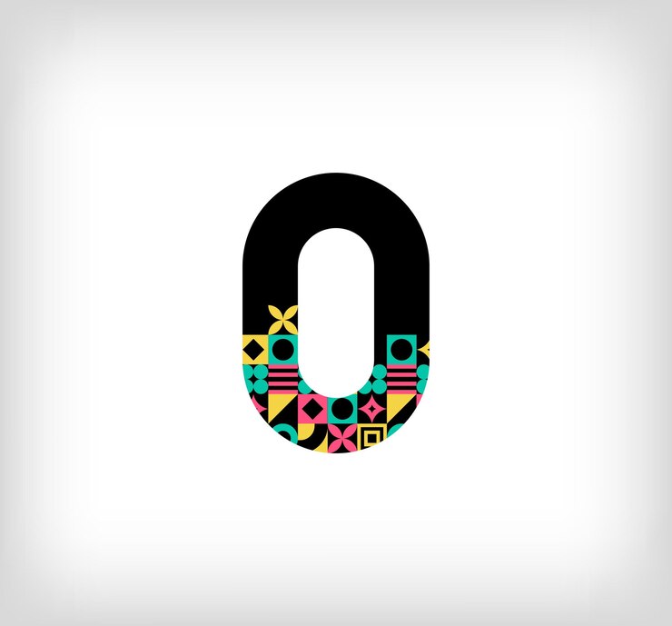 Vetor número criativo 0 logotipo com formas geométricas educação criativa gráficos coloridos vector