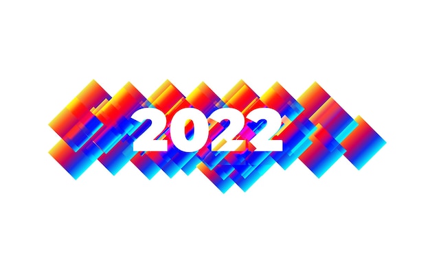 Número de ano novo 2022 em fundo colorido de pinceladas de tinta de cor abstrata feliz 2022 fundo colorido de ano novo ilustração vetorial eps10