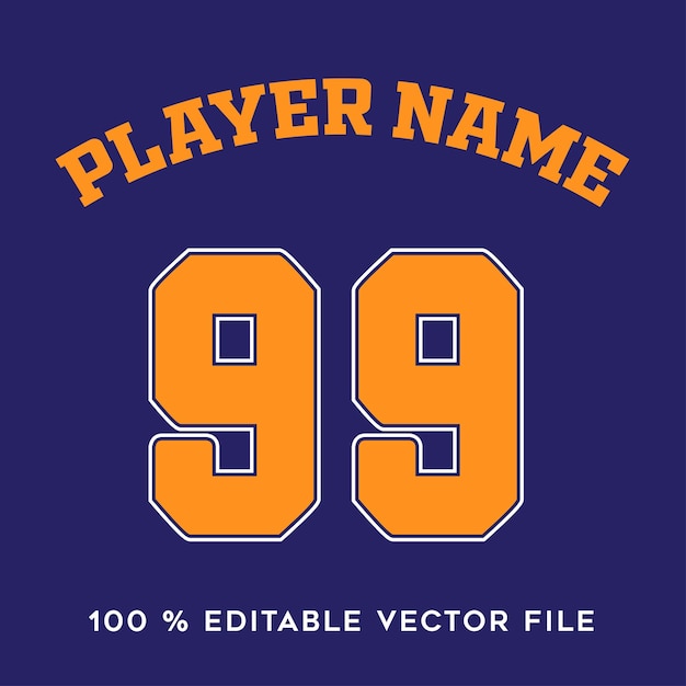 Número de camisa de basquete nome da equipe de basquete efeito de texto imprimível vetor editável.