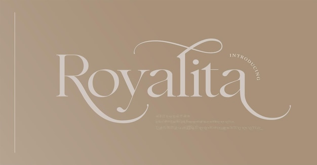 Vetor número de fonte de letras de alfabeto de casamento de luxo tipografia fonte serif elegante decorativa vintage retrô