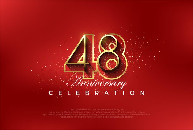 número de linha de arte com fantasia dourada 48o numeral vetor premium para cartaz bandeira celebração saudação