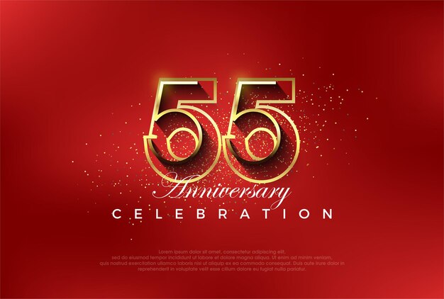 número de linha de arte com fantasia dourada 55o numeral vetor premium para cartaz bandeira celebração saudação
