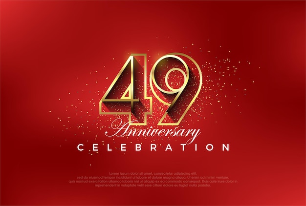 número de linha de arte com ouro fantasia 49o numeral vetor premium para cartaz bandeira celebração saudação