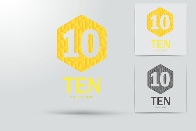 Vetor número dez logotipo de cor dourada