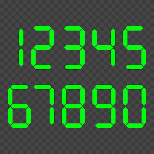 Vetor número do relógio digital definido. números eletrônicos.