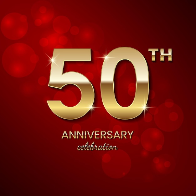 Número dourado do logotipo do 50º aniversário com confete cintilante e glitter Modelo de vetor