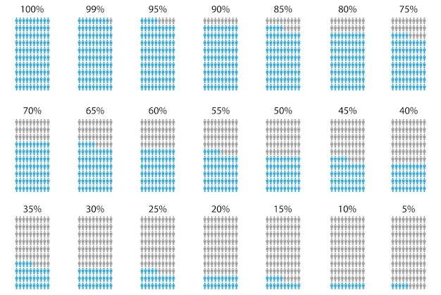 Vetor números azuis decrescentes representação estatística visualização de dados demográficos vector