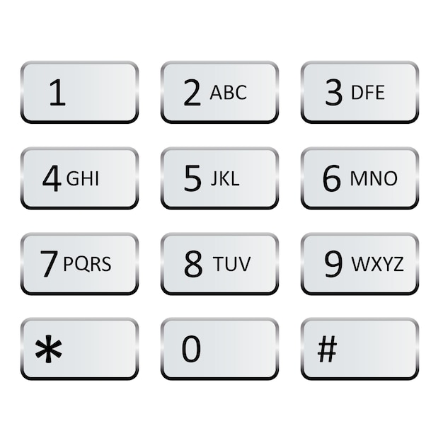 Números de botões do smartphone. smartphone prateado. botões. ilustração em vetor. imagem conservada em estoque.