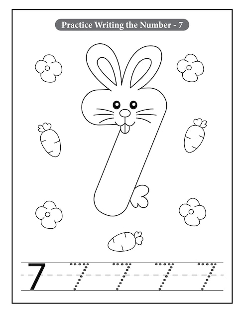 Vetor números de coelho para colorir para crianças