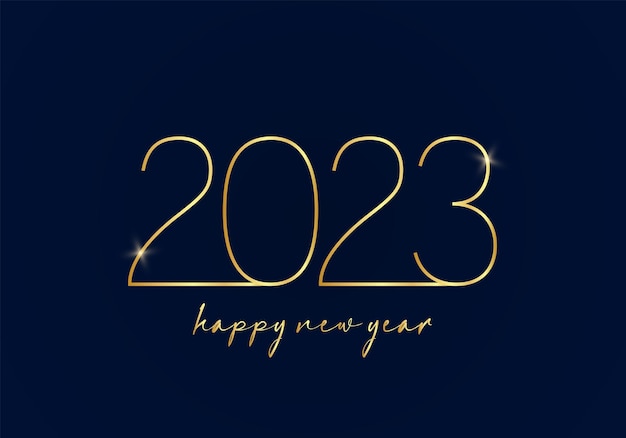 Números de gradiente dourado de ano novo de 2023 em fundo escuro design para cartão de saudação vetor