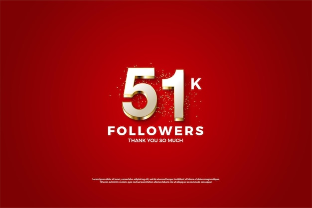 Números de prata 3d na celebração de 51 mil seguidores.