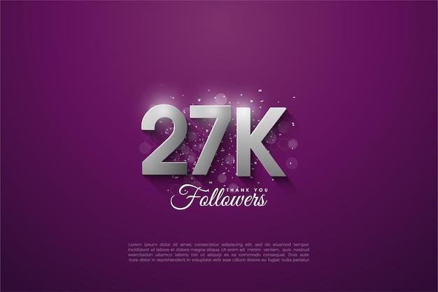 números de prata em fundo roxo para comemoração de 27k seguidores.