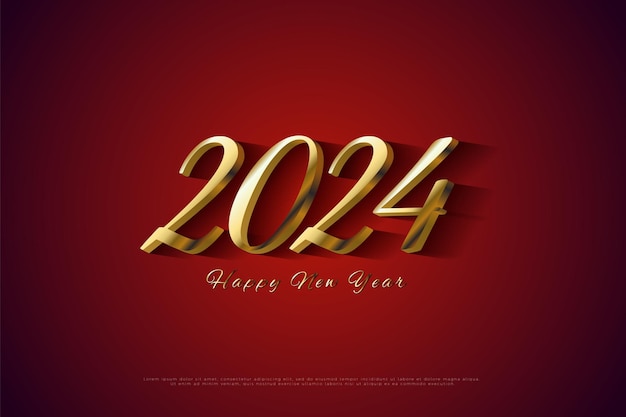 Vetor números dourados combinados com fontes clássicas para a celebração do ano novo de 2024