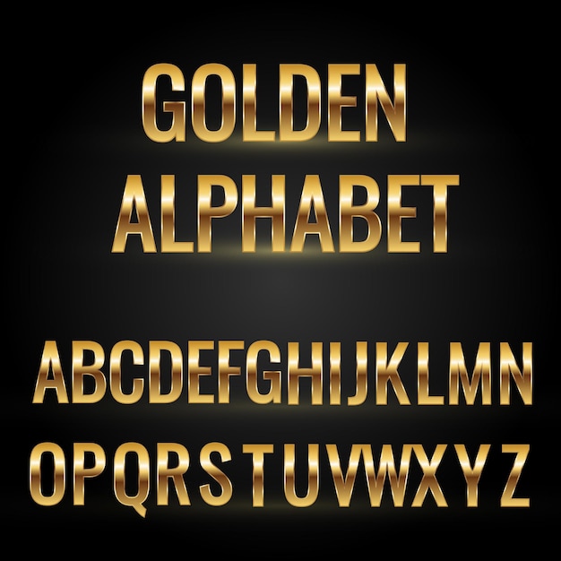 Vetor números e alfabeto dourados