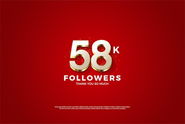 Números elegantes de celebração em 3D branco para 58 mil seguidores vetor premium de design de celebração