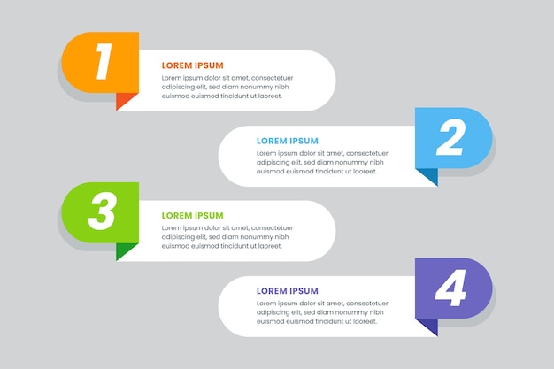 Números infográfico para opções de negócios etapas processos