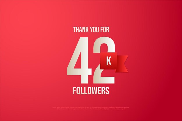 Números planos de 42k seguidores em fundo vermelho.