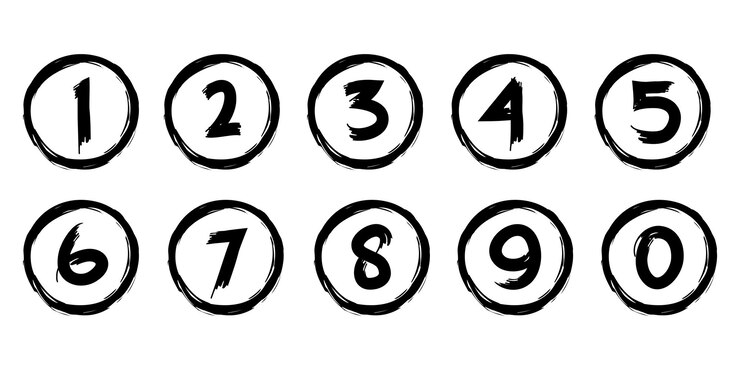 Vetor números redondos simples desenhados à mão em estilo plano coleção de números 10 sinais simples de símbolos pretos para aplicativos ui e sites doodle art