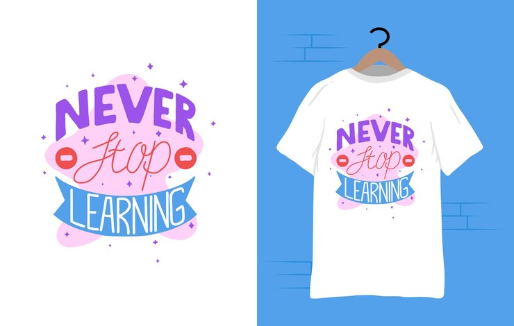 Vetor nunca pare de aprender design de tipografia e camiseta