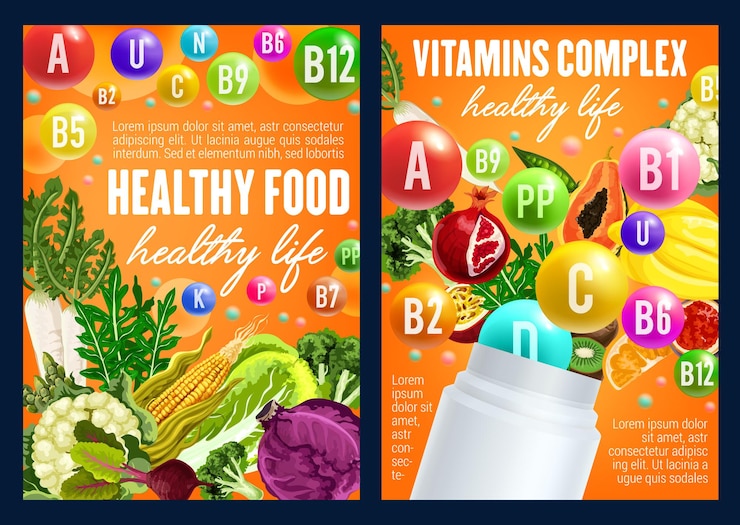 Vetor nutrição saudável legumes e frutas vitaminas