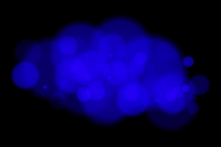 Vetor nuvem bokeh de cor com círculos suaves brilhantes em fundo preto efeito de desfocamento de luz elegante para sobreposições vetoriais abstratas ou mínimas e design digital