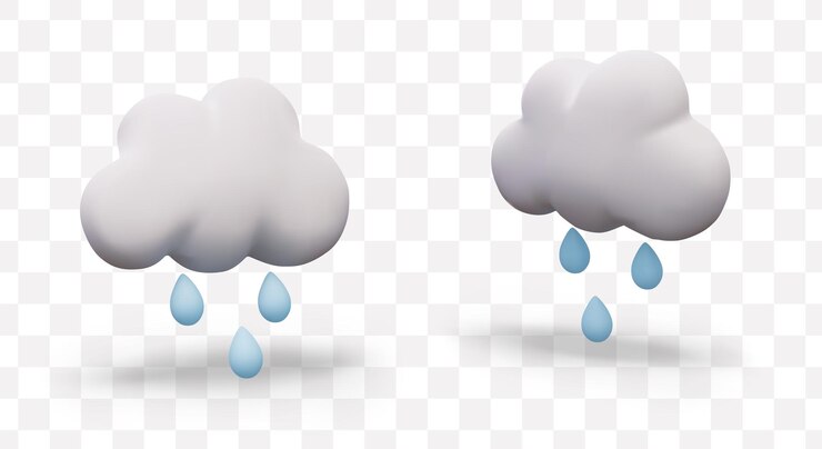 Vetor nuvem branca com chuva conjunto de ícones meteorológicos em estilo bonito modelos vetoriais para previsão do tempo