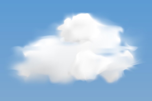 Nuvem branca realista voando no fundo do céu azul