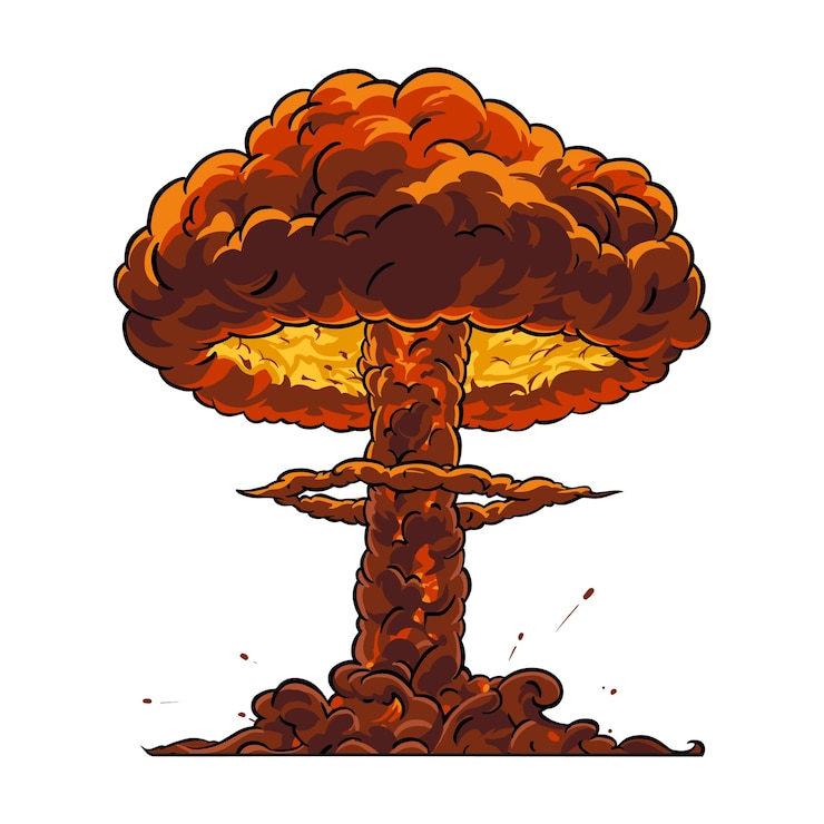 Vetor nuvem de cogumelo de explosão nuclear em estilo pop art vector clipart