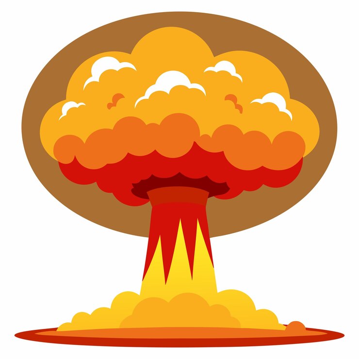 Vetor nuvem de cogumelos de explosão de bomba