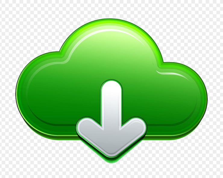 Vetor nuvem de cor verde com a seta ícone de download