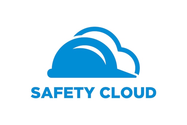 Nuvem de ilustração online com design de logotipo de dados de proteção de capacete