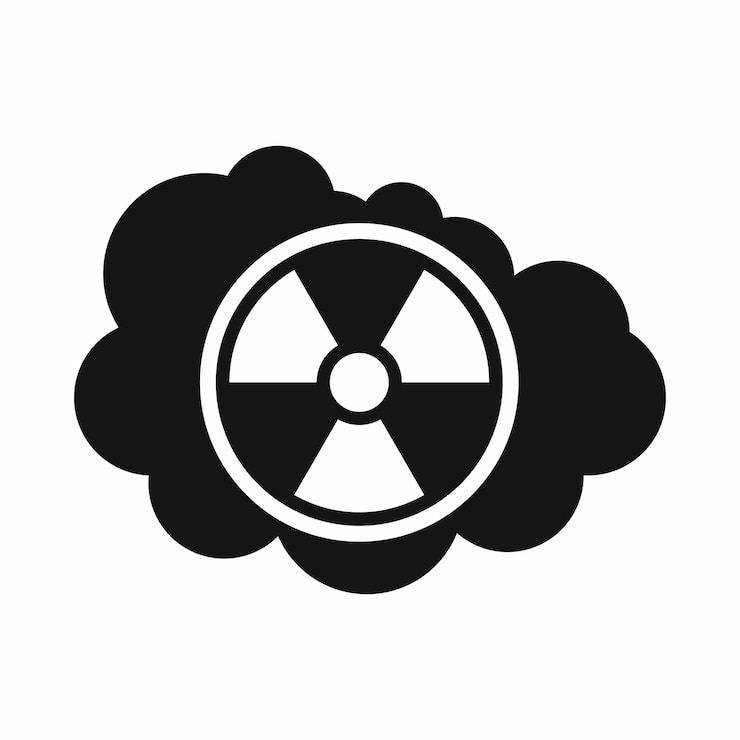 Vetor nuvem e ícone de sinal radioativo em ilustração vetorial isolada de estilo simples