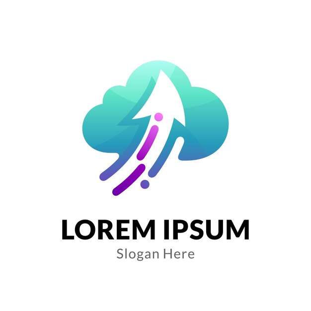 Nuvem e logotipo de seta para cima