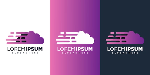 Nuvem moderna com design de logotipo de tecnologia