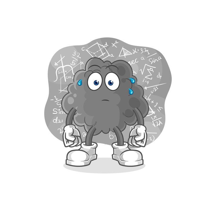 Vetor nuvem negra pensando em personagem de desenho vetorial difícil