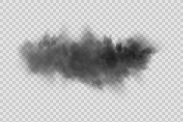 Vetor nuvem preta de poeira com partículas de sujeira, fumaça de cigarro, poluição atmosférica, partículas de solo e areia.