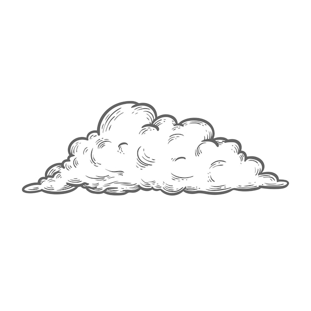 Vetor nuvem vetorial desenhada à mão esboço estilo ilustração vintage ilustração vetorial