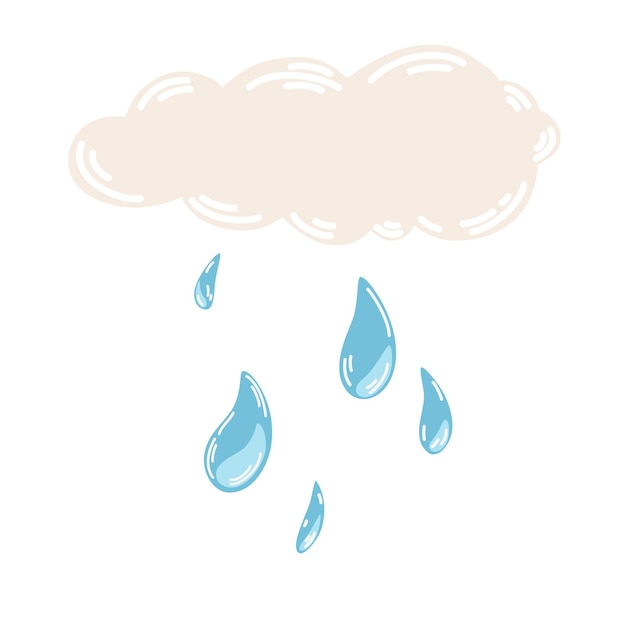 Vetor nuvens com chuva previsão meteorológica símbolo de tempo nublado meteorológico para impressão na web e aplicações vector mão desenhar ilustração isolada no fundo branco